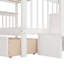 Lit superposé blanc au-dessus d'un escalier pour chambre à coucher, quatre compartiments de rangement, conception divisible, escalier sécuritaire, garde-corps, matelas non inclus