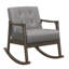 Chaise berçante de style Mid-Century avec similicuir gris et bouton en bois massif d'une capacité de poids de 300 lb