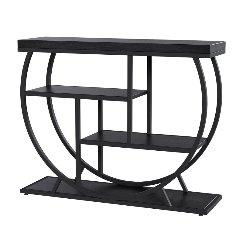 39 in Modern Console Table for Entryway, 4 Tier Hallway Table with Storage, Black