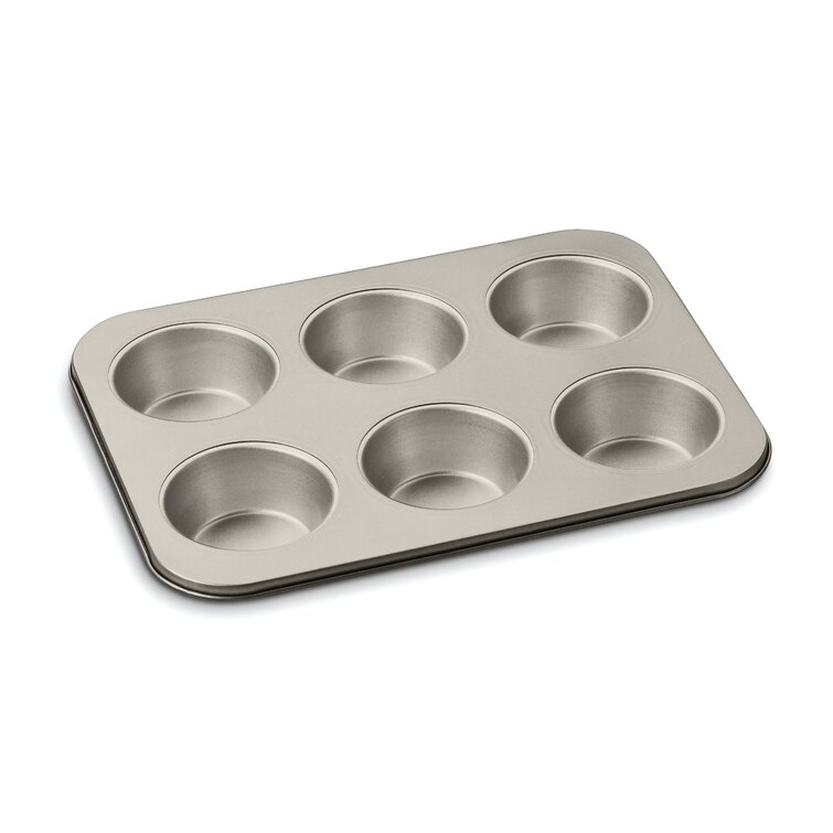 Fox Run Stainless Steel 6 Cup Muffin Pan, Silver