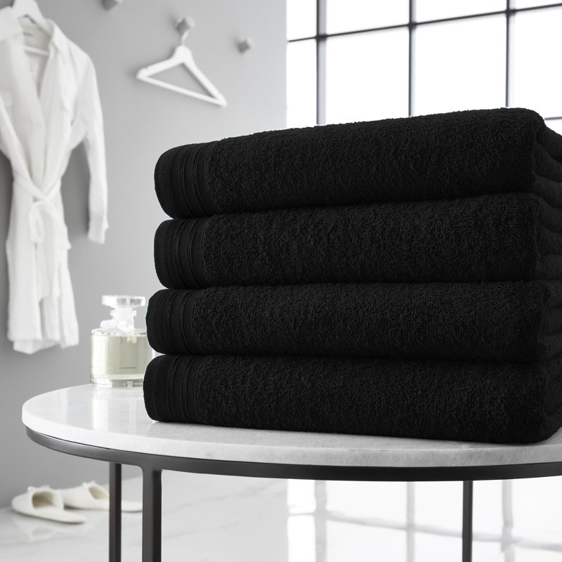 4pk Wilsford Bath Sheet 75x135, Black
