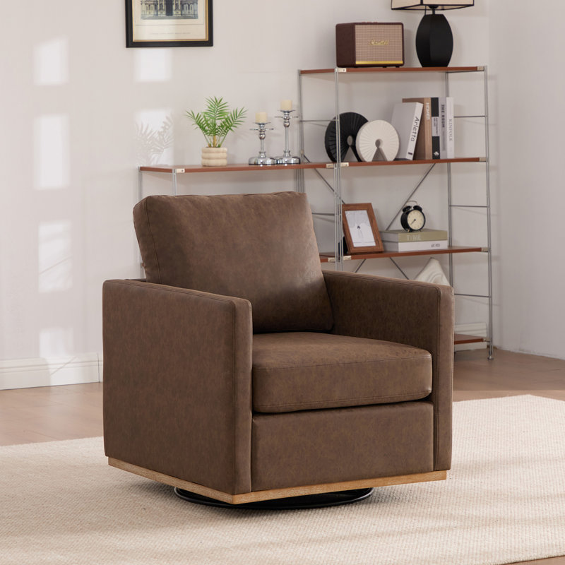Fauteuil pivotant rembourré 30,7 po Pu, Café