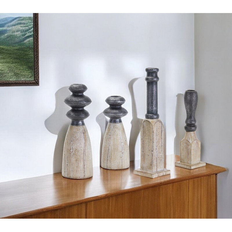 Ensemble de quatre plateaux de table en résine naturelle et noire ornée de poudre de pierre