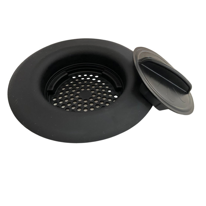 Flex Crépine, crépine et bouchon d'évier 2N1 s'adapte à la plupart des drains et des éliminations de 3,5 po, noir, paquet de 1