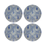 Jewel White Vegan Leather Round Coasters