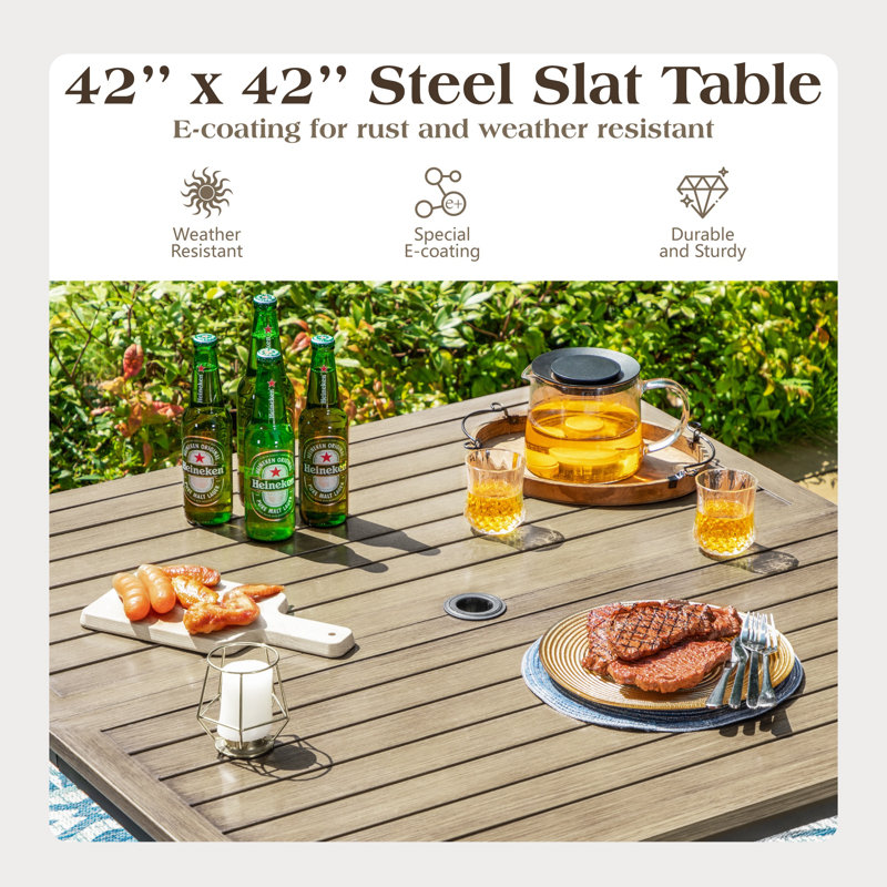 Sherborn 4 - Person Patio Dining Set with Square Table , Cushions Included