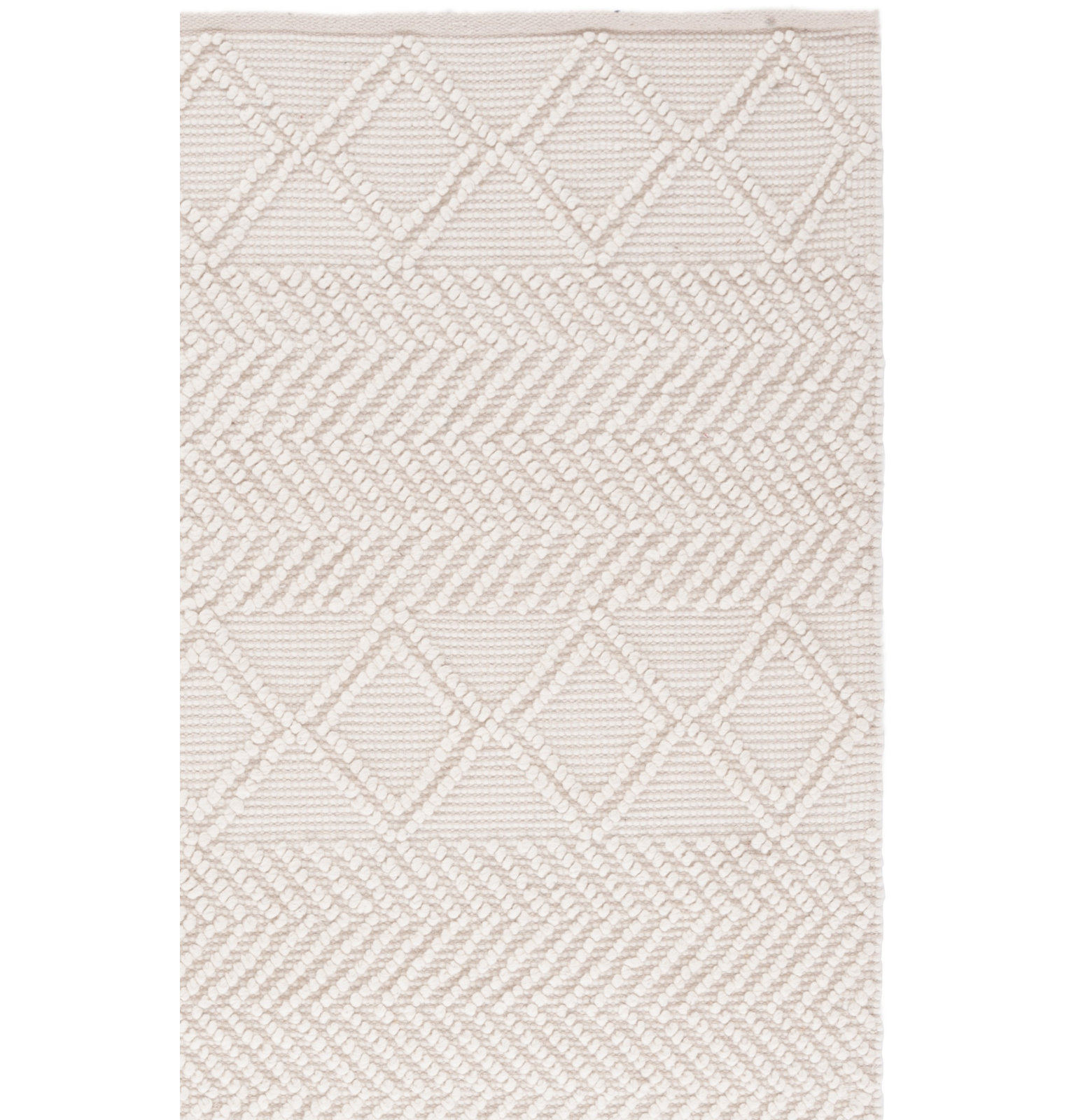 Tarres Cream Hand-Woven Geometric Wool Rug, Square 6'
