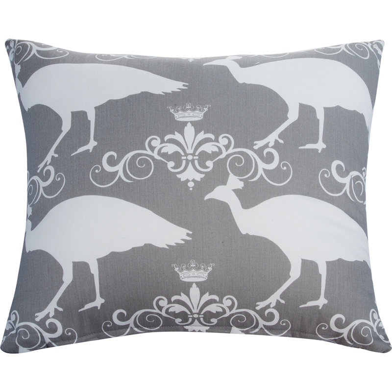 Storm Gray and White Embroidered Cotton Throw Pillow Set