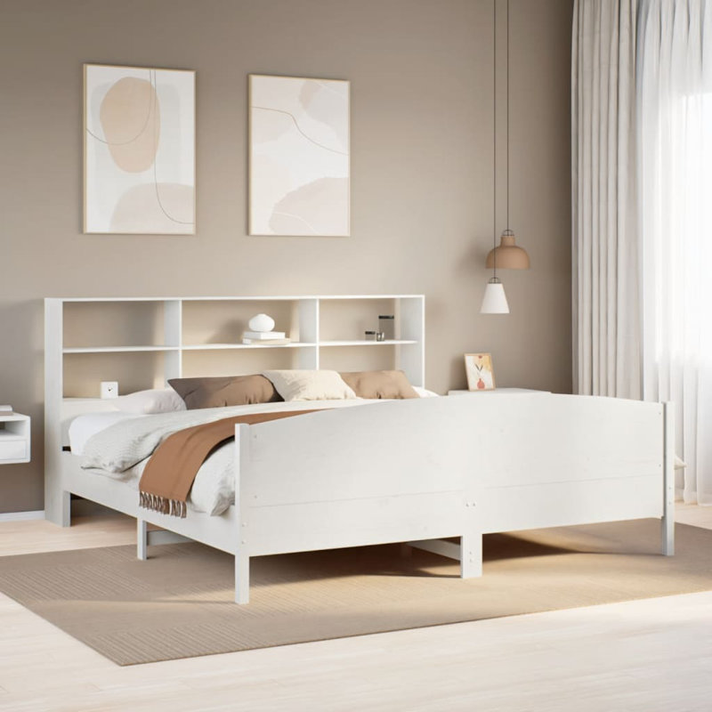 Plainville Solid Wood Bed, White, 180cm x 200cm