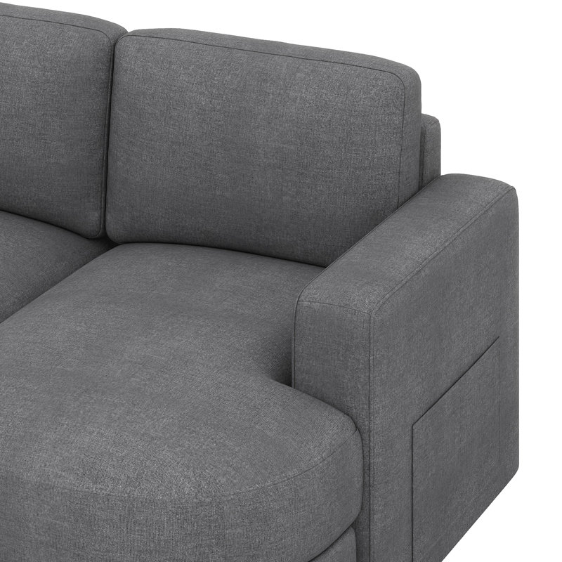 Canapé modulaire modulaire avec méridienne en L, canapé-lit modulaire Cloud avec assise profonde, Gris