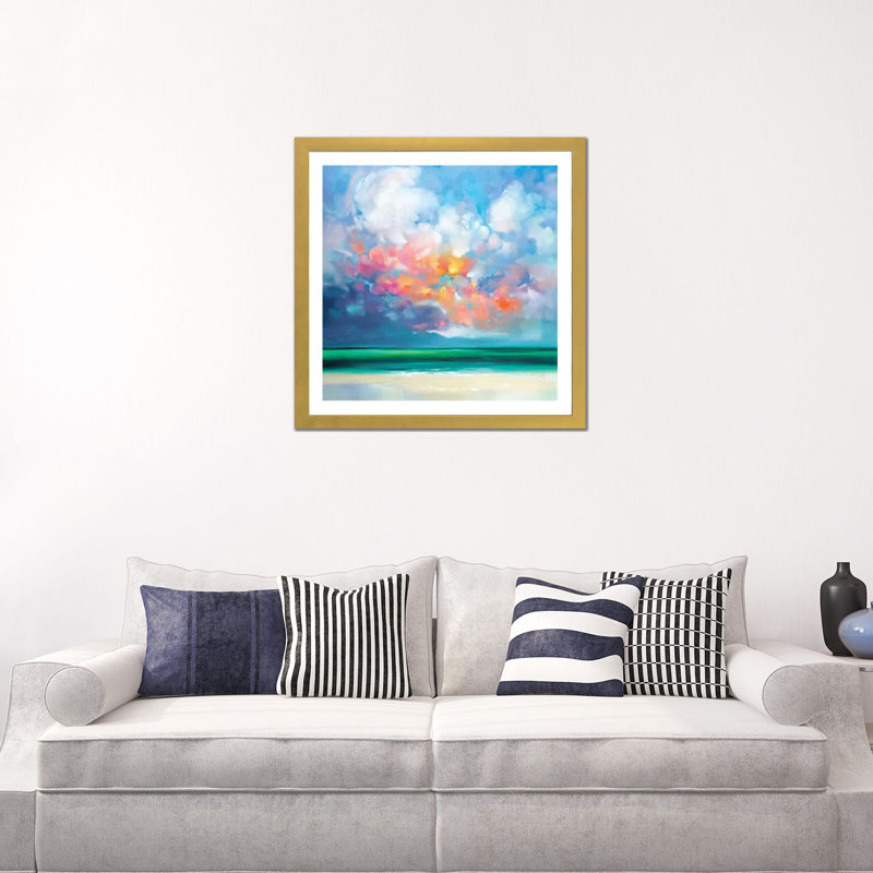 «Gulf Stream Green» par Scott Naismith - reproduction d'art, 24" H x 24" W x1" D, Blanc, Gold Paper