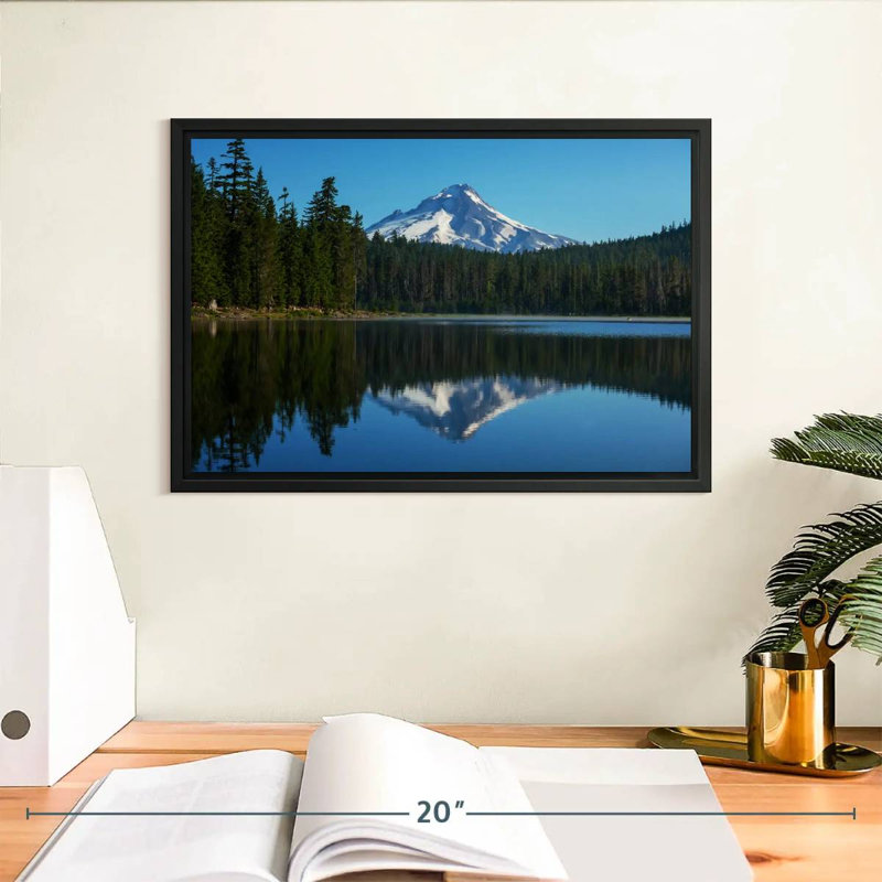 Mount Hood Reflection, Floating Frame Black, 37" X 25"