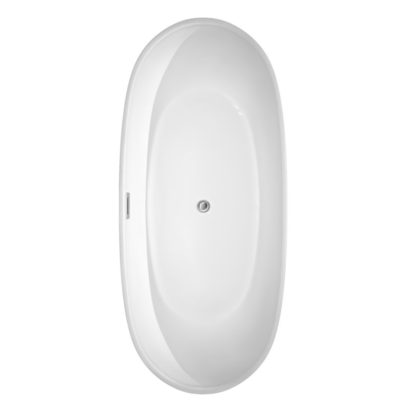 Rebecca 70'' x 32'' Soaking Acrylic Bathtub, Polished Chrome