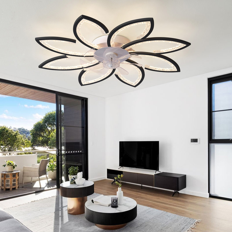 Ventilateur de plafond 35,4 po avec lumières, télécommande 3 températures de couleur, ventilateur à 6 vitesses