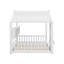 Lit double pleine grandeur avec tablettes de rangement, lit maisonnette avec toit-281909943-281909940
