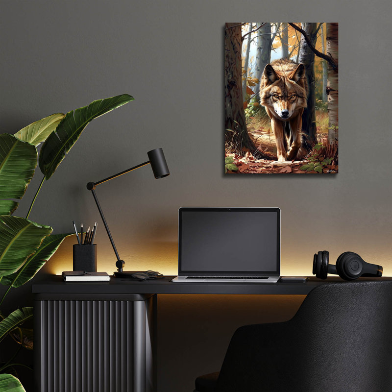 Art mural en verre épique «Wolf In The Forest» par Momart, H 16 po x l 12 po x P 0,13 po