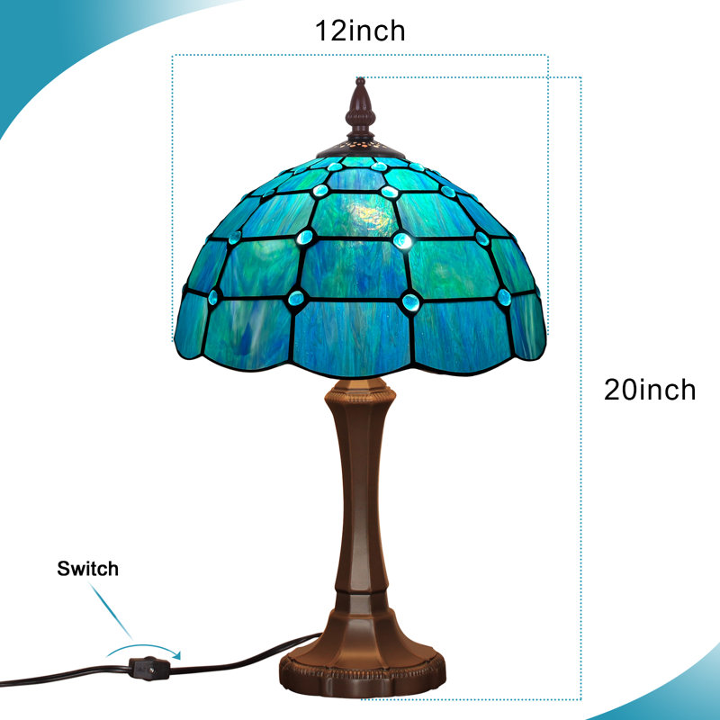 Tiffany Table Lamp 12 inch Blue Beads Style Stained Glass Table Lamp