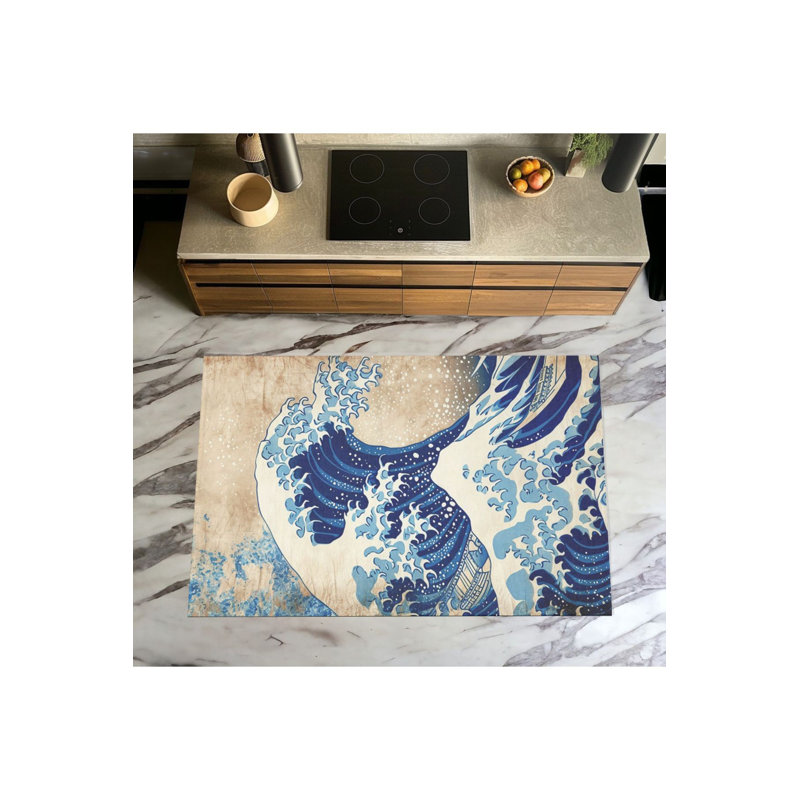 Tapis tissé lavable Sea Ocean, Sous-tapis rectangulaire de 3 pi 3 po x 4 pi 11 po