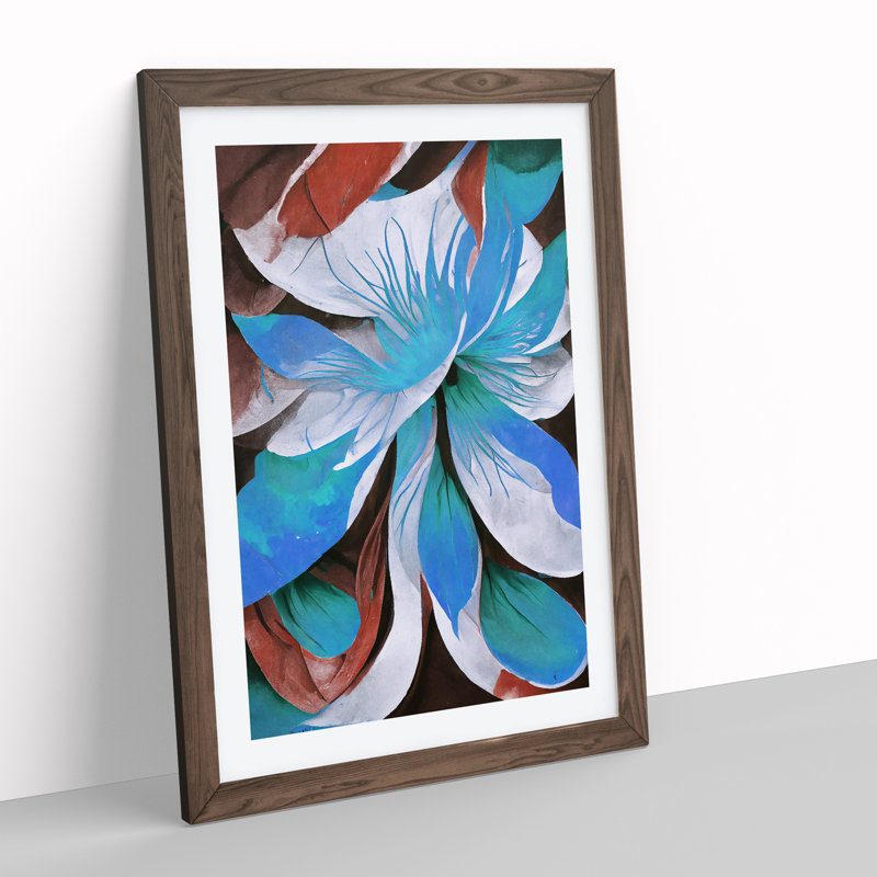 Abstract Flower No.5 - Framed Print, 34cm H x 25cm W x 2cm D, Walnut