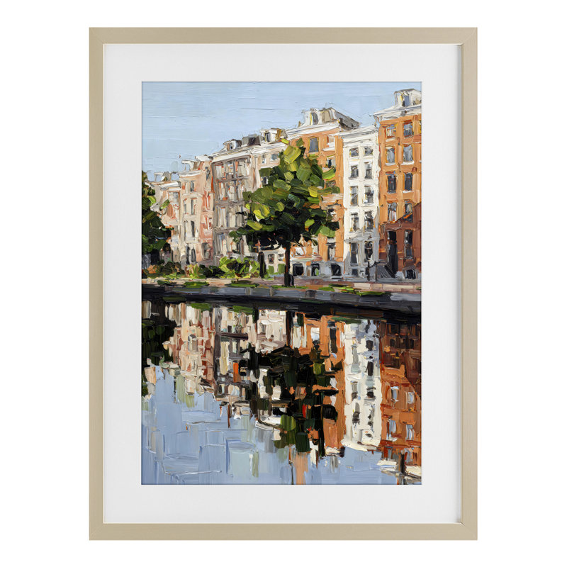 Waterside appartements sur canal, reproduction encadrée sous verre, conception de Petal Prints Design, 20 x 14