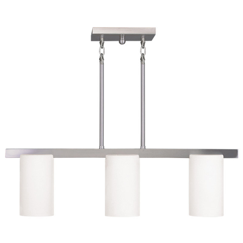 Lustre cylindrique à 3 lumières avec abat-jour en verre soufflé à la main