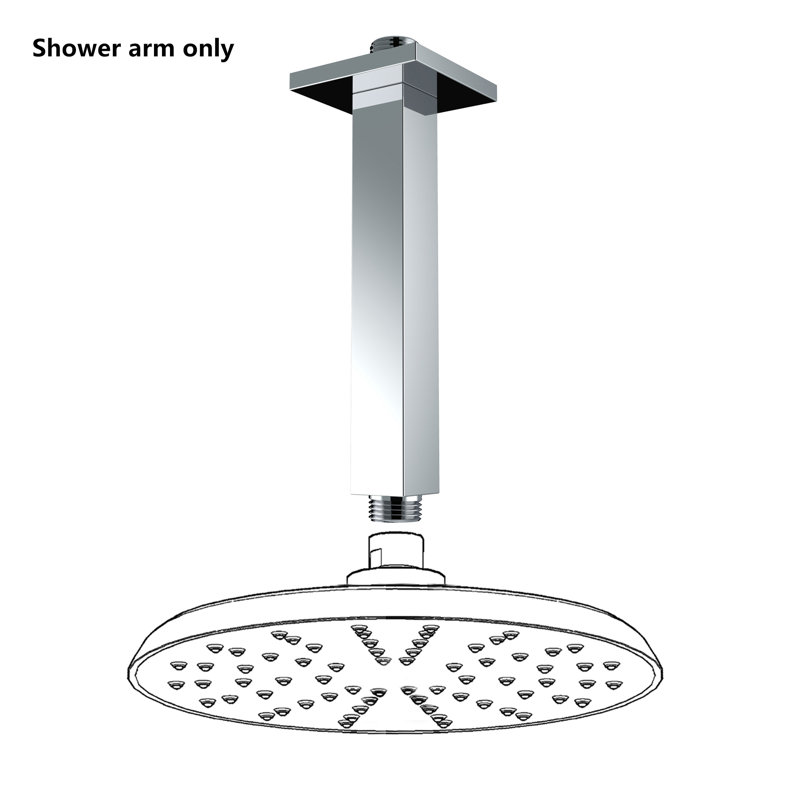 6" Brass Square Shower Arm, Chrome