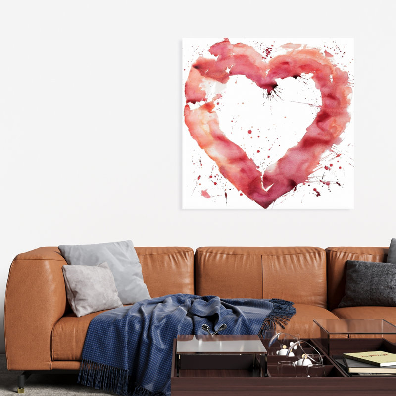Aquarelle abstraite cœur - décor de chambre à coucher romantique