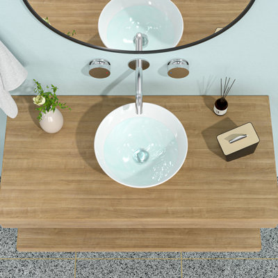 Lavabo vasque de salle de bain en céramique blanche 13 X 13 pouces - moderne, élégant, surface de teinture pour, design attrayant