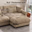Canapé modulable 2 places en velours à assise profonde, avec coussins de dossier et traversins, couleur camel-1303909302