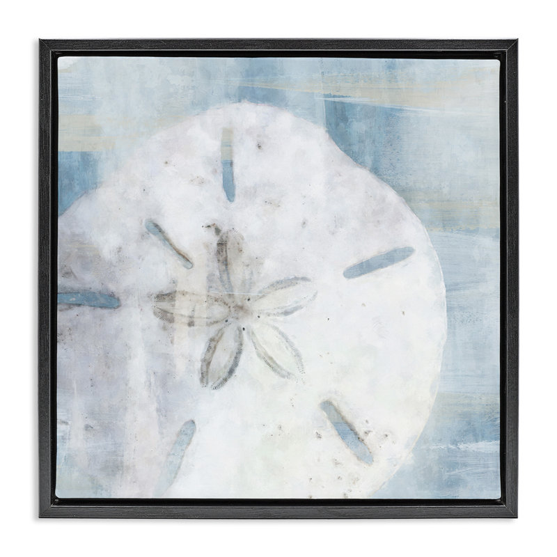 Coquillage bleu pastel, H 18 po x l 18 po, Cadre flottant noir de jais