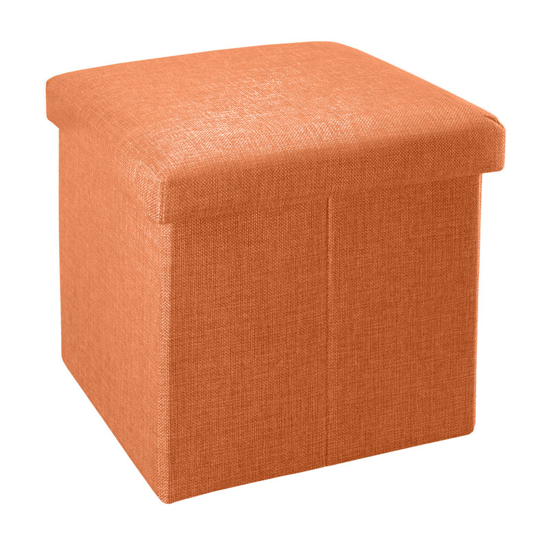 Einar 38cm Wide Square Solid Colour Ottoman with Storage, Orange