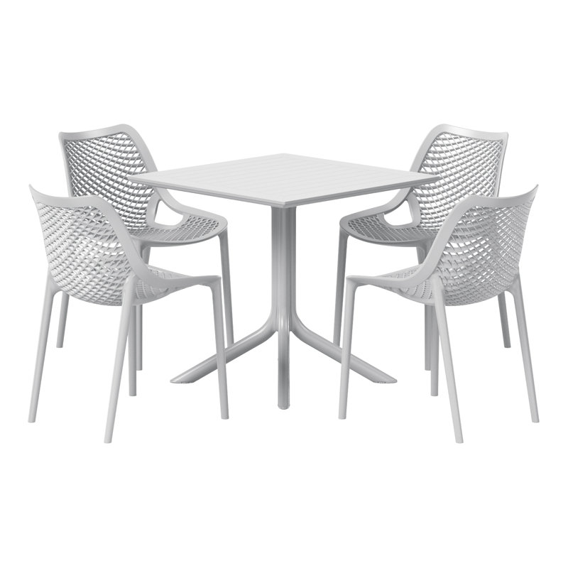 4-Person Outdoor Square Dining Set, Gray