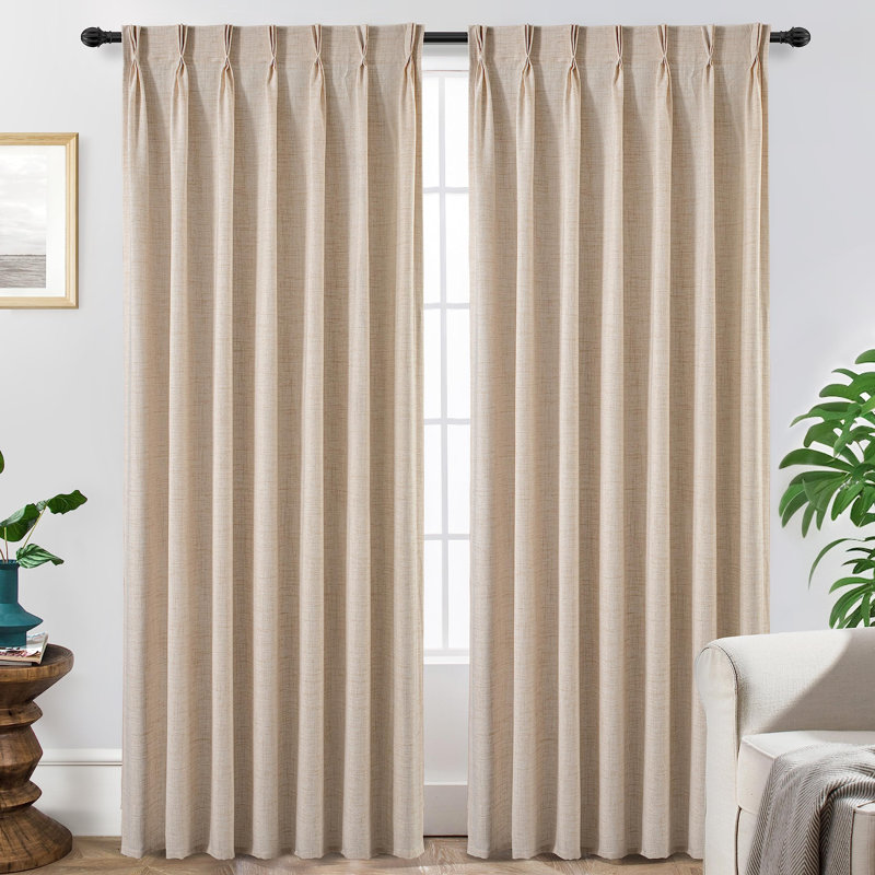 Schimmel Polyester Semi-Sheer Curtain, 50" W x 102" L, Beige