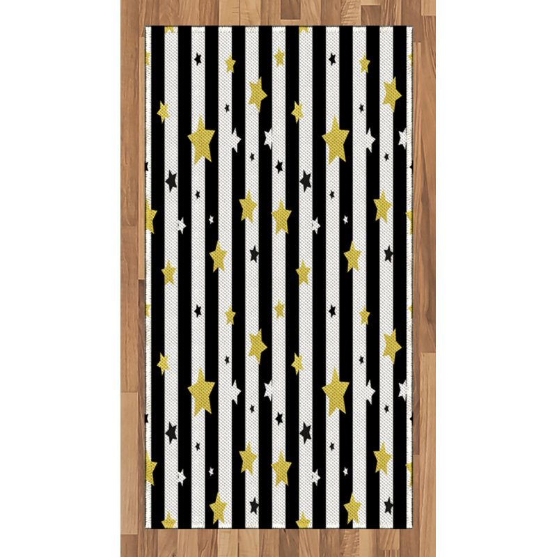 Tapis décoratif rayé en fibre de polyester à haute densité, Rectangle 2 pi 7 po x 5 pi