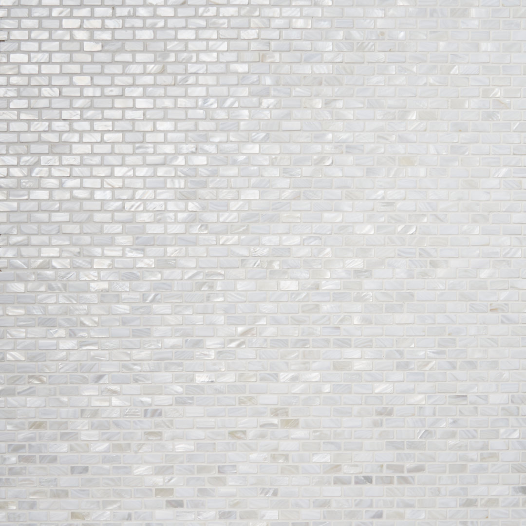 Pacif White 11.25" x 12.25" Mother of Pearl Seashell Mini Brick Mosaic Wall Tile (0.95 Sq. Ft. / Sheet) Bond Tile