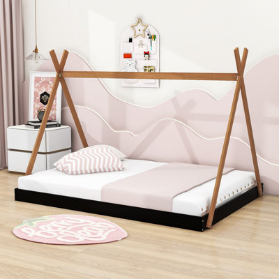 Ailynn Full Size Wood Platform Bed with Triangle Structure