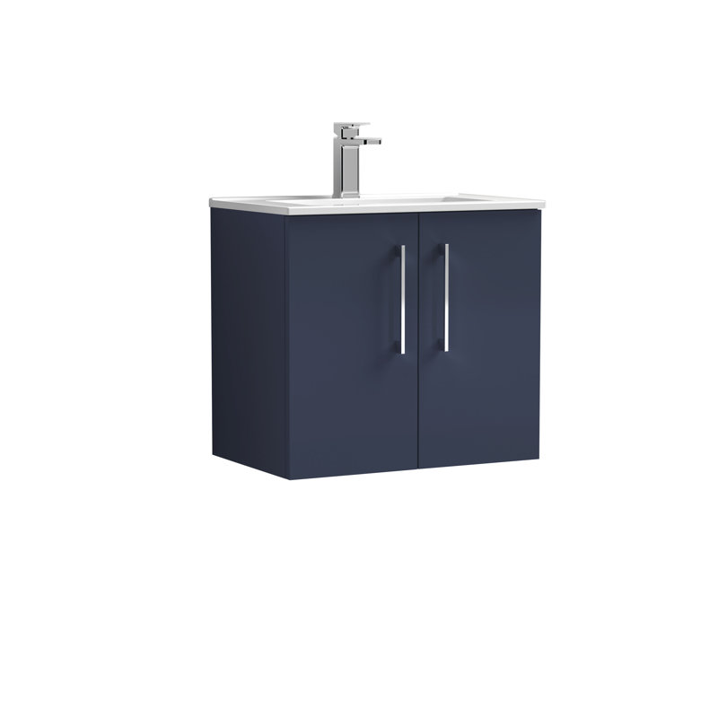 600mm Single Bathroom Vanity with Drop In Vitreous China Basin, Midnight Blue