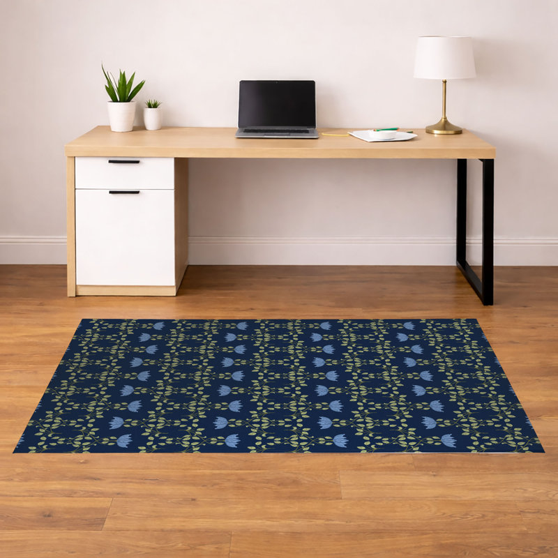 Tapis de bureau léger et antidérapant Anjelica, H 0,1 po x l 36 po x P 24 po, Marine