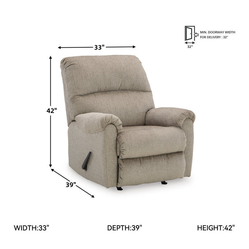 Fiarvale Upholstered Recliner, Beige Polyester