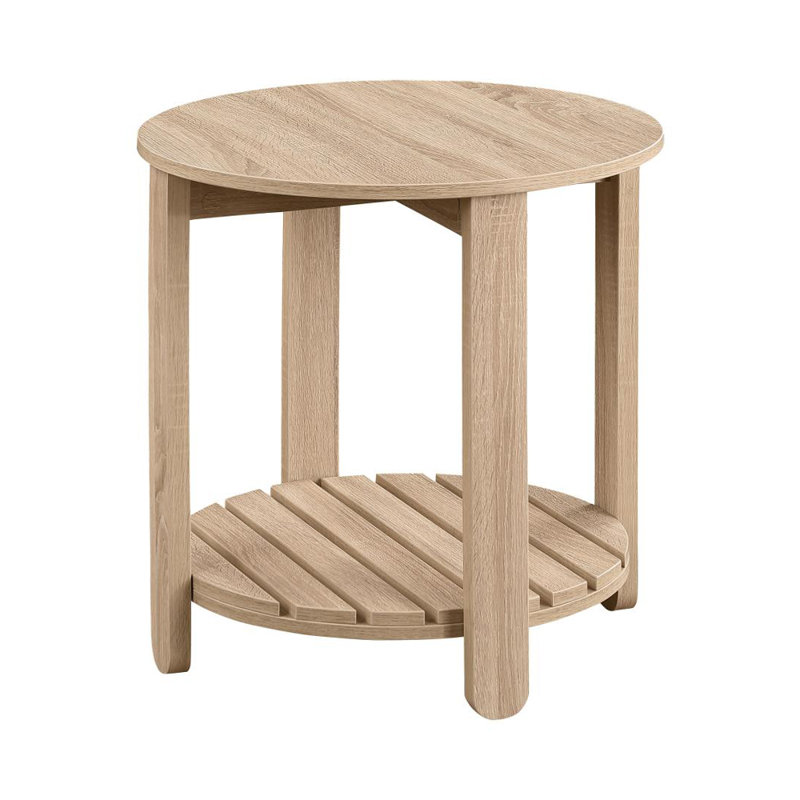 1-Shelf Round Engineered Wood Side End Table In Natural