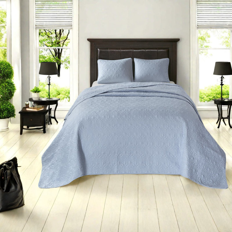 Ensemble de literie réversible en coton bleu, ensemble de courtepointe simple TG
