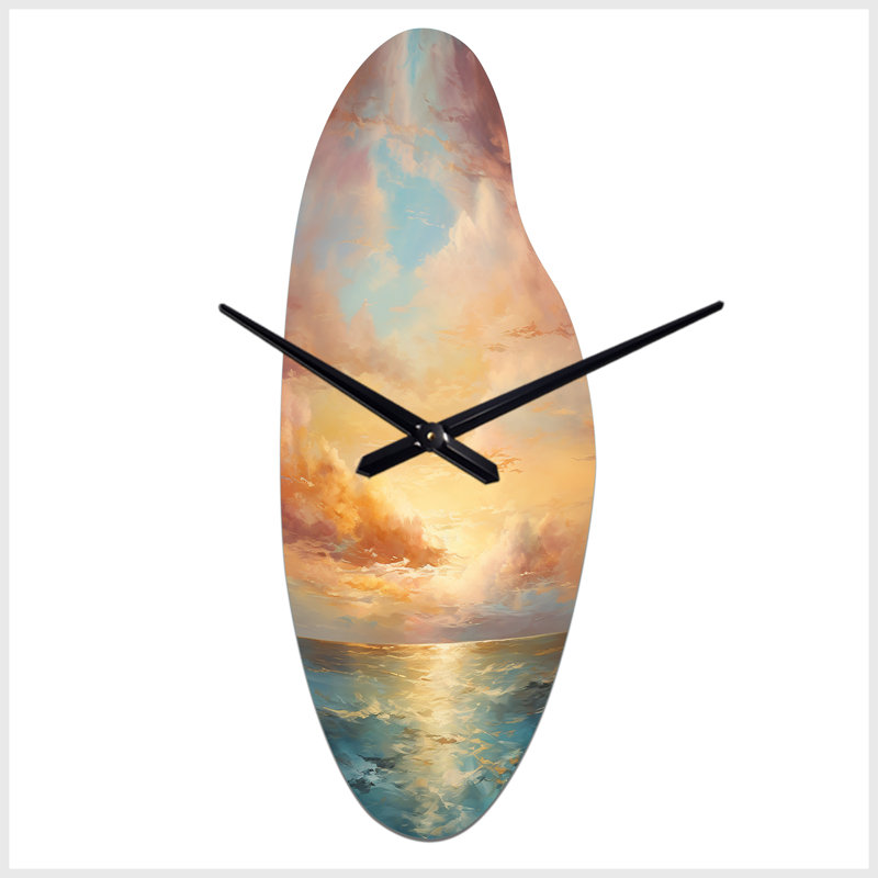 Horloge murale en métal Ocean Sunset Celestial Symphony, Moyenne