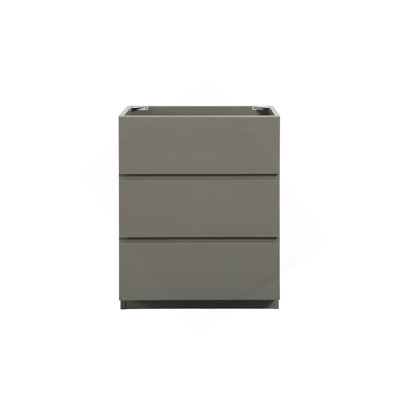 Armoire de plancher SANS lavabo, couleur grise, avec trois tiroirs, pré-assemblée