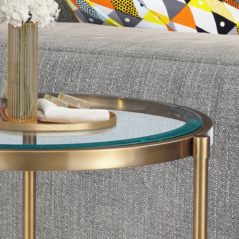 Nathalia Small Round End Table, Gold