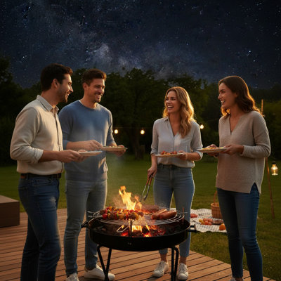 24" Round Portable Bbq Charcoal Grill