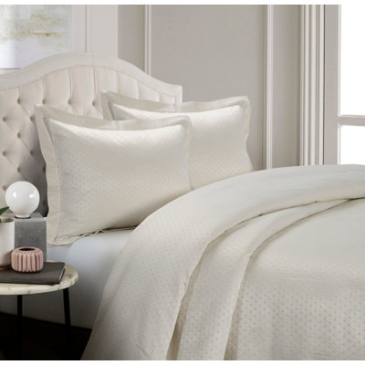 Belle Ivory Cotton Blend Swiss Dot Classic Casual Duvet Cover Set