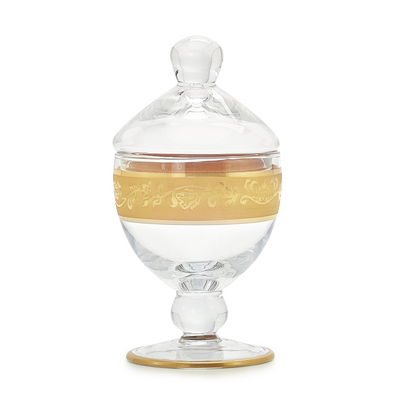 Bellino Glass Storage Jar, Clear/Gold