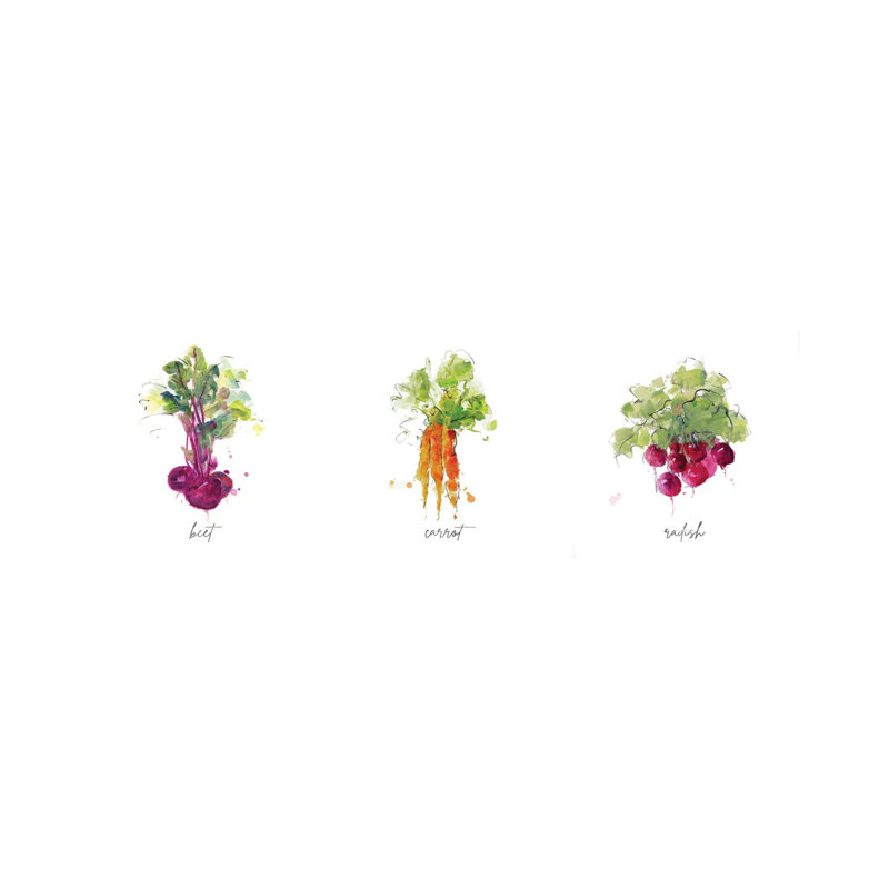 Betterave de cuisine croquis - ensemble d'art mural sur toile tendue (ensemble de 3)