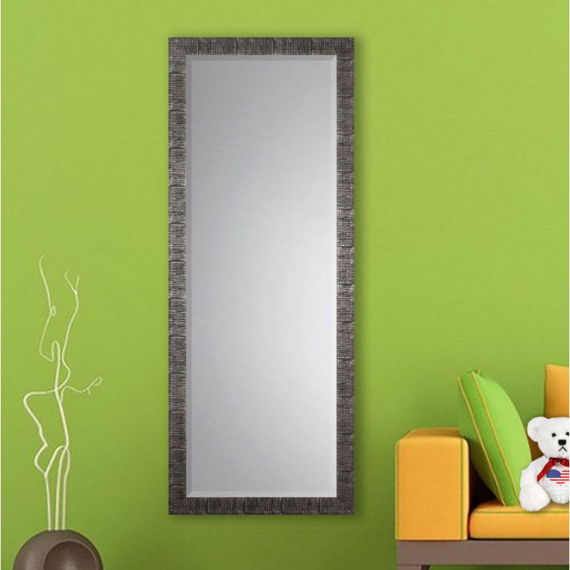 Denver Solid Wood Flat Wall Mirror, Silver, 69" H x 28.5" W