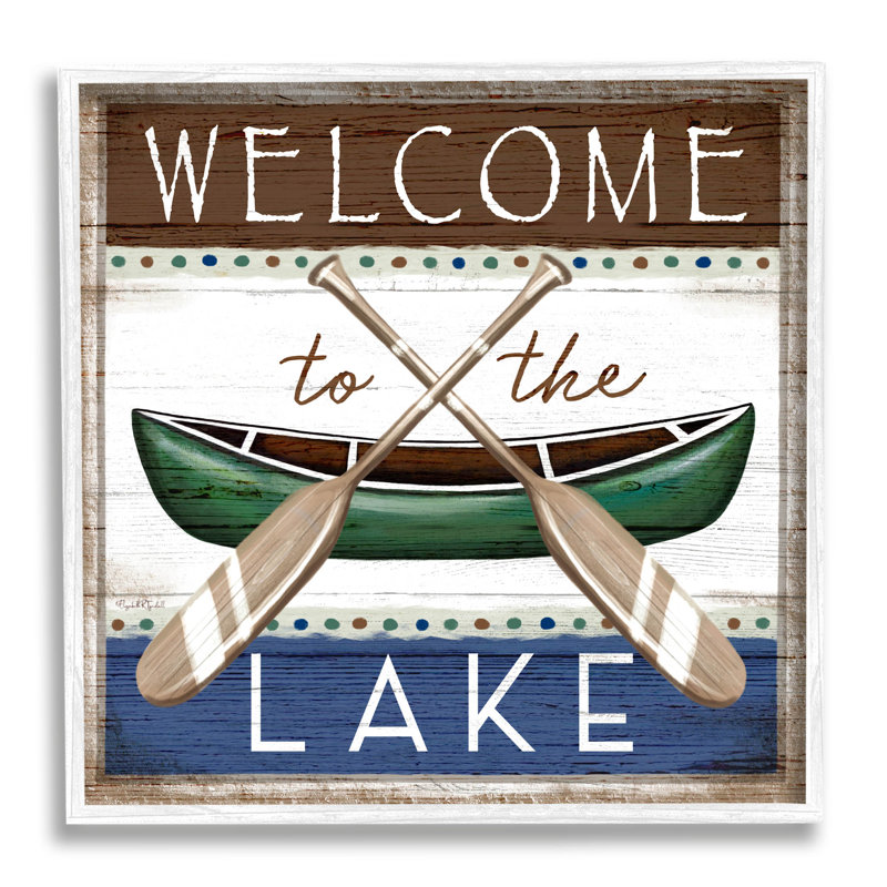 «Rustic Lake Welcome Canoe», art mural texturé giclée par Elizabeth Tyndall_aq-510, H 12 po x l 12 po x P 1,5 po
